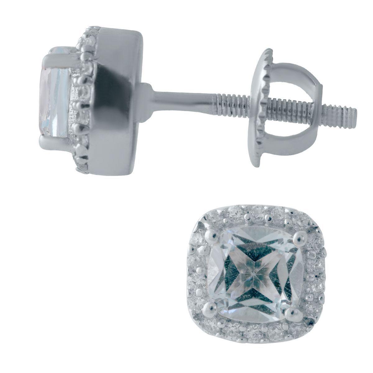 

Срібні сережки з натуральним топазом (2020523) небо синє світло кольору