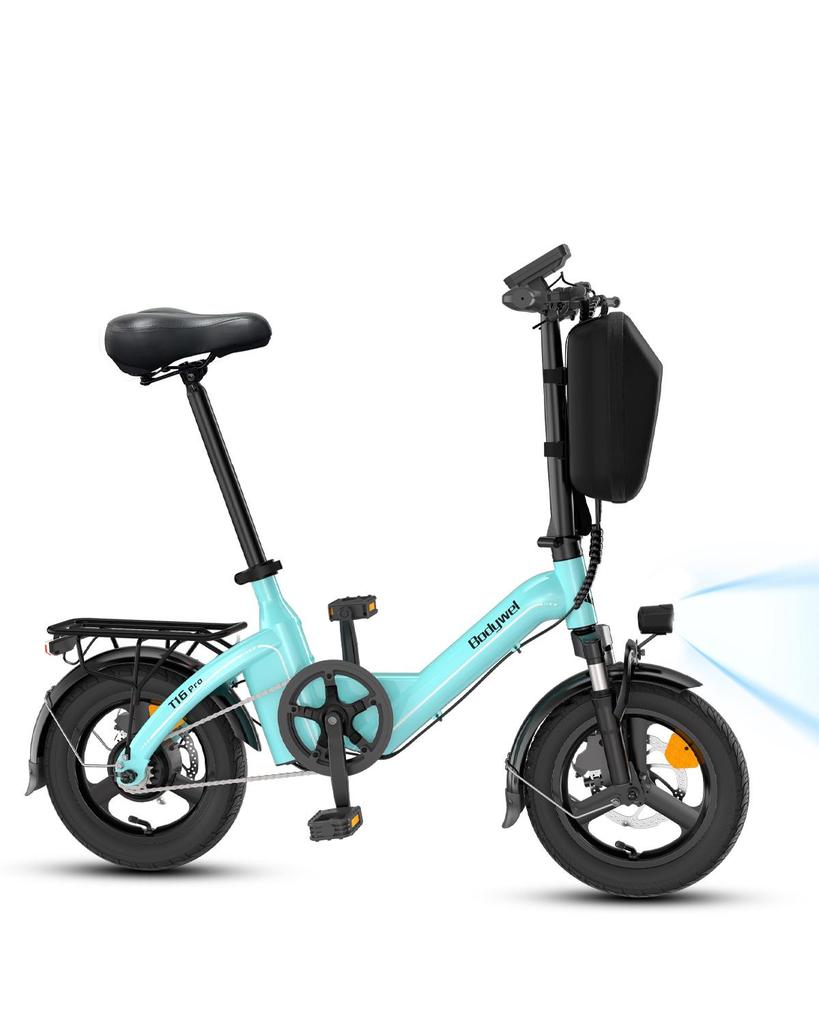 T16 Pro Bicicletta Elettrica Pieghevole 14" – Mini E-Bike da 360Wh con Controllo APP e Portapacchi Posteriore, Leggera e Portatile