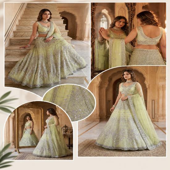 Enchanting Sage Green Embroidered Lehenga Choli Set
