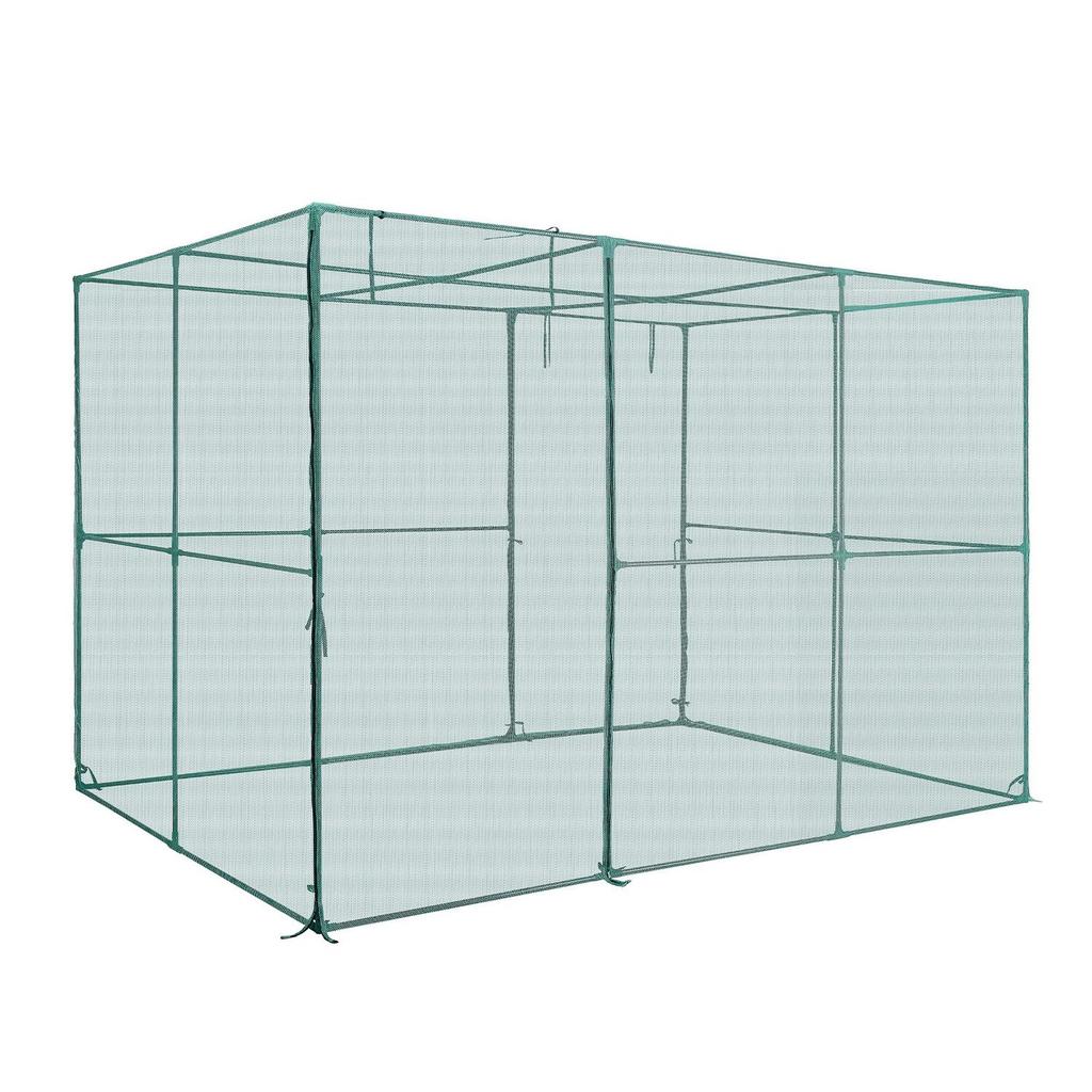Crop Cage, 2.9 x 1.94 x 1.94 m Plant Protection Tent with Zippered Door, Wind-Resistant Tall Crop Cage, Easy to Install, Outdoor Raised Bed Cover,