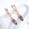 Purple Natural Zircon Long Drop Earrings For Women Fashion  Rose Gold Rhombus Accessories Wedding Daily Jewelry