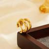 Salircon Creative Gold Color C-shaped Stainless Steel Clip Earrings Punk Multi-layer Geometric Non-Piercing Earrings Jewelry