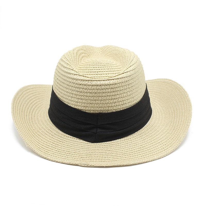 Summer Hat Panama Straw Hat British Top Hat Men'S And Women'S Foldable Sunshade Beach Hat Sunscreen Hat