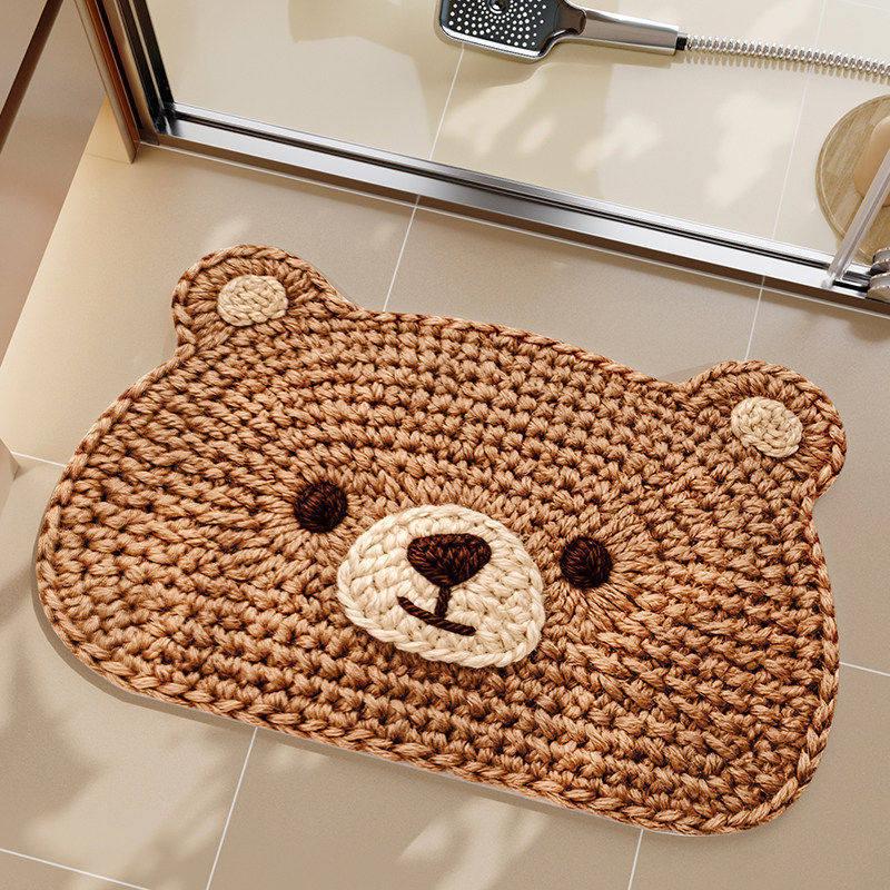 Diatom Mud Non-slip Bathroom Floor Mat - Cartoon Design, Easy Care, Water Absorbent