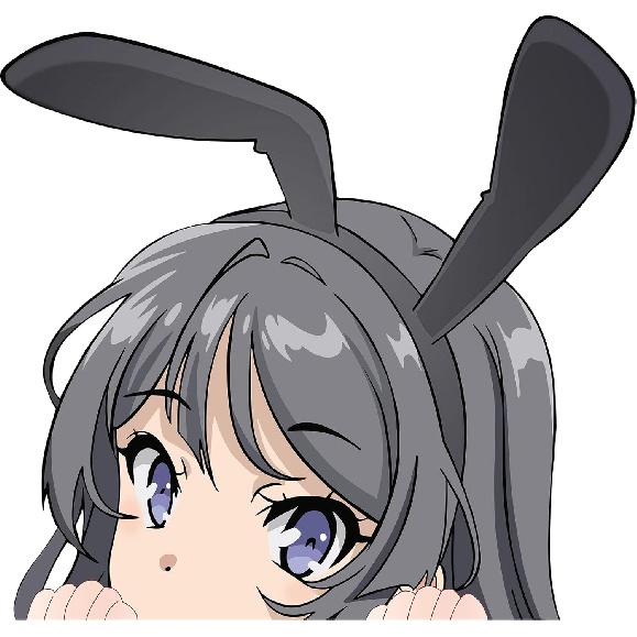 5.1  Mai Sakurajima Kawaii Anime Car Peeker Stickers for Windows Luggage Bumper Trunk Lid Truck Decals