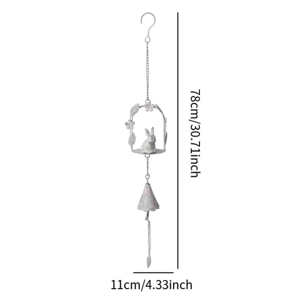 Retro Style Bunny Windchime Garden Decor Cute Wall Hanging Ornament Memorial
