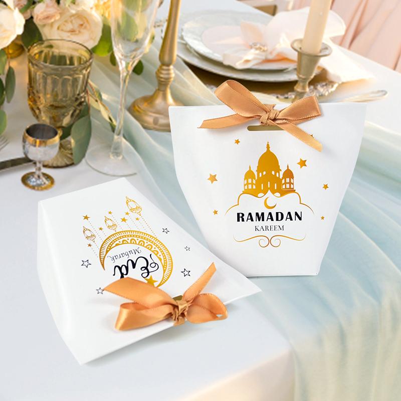 5/10Pcs Eid Mubarak Gift Box Ramadan Kareem Candy Bags Muslim Islamic Festival Party DIY Decoration Supplies 2025 Eid Al-fitr