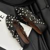 Sheepskin Version~ Flat Shoes, Ballet Shoes, One-word Buckle Rivets, Mary Jane Shoes, Shallow Mouth Versatile Hollow Single Shoes Women
