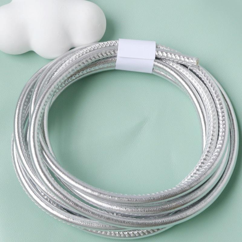 PU Leather Round Handle Strap with Lock Edge Stitching - DIY Traction Weaving Ornament E18