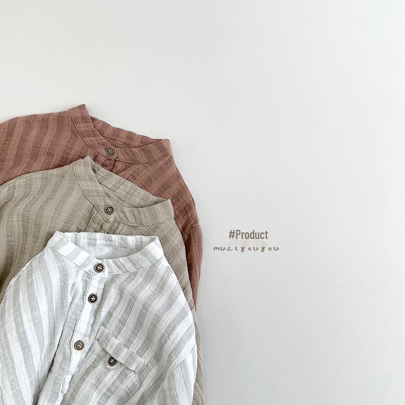 Kids' Casual Vertical Stripe T-Shirt – Korean Style, Unisex, Trendy for Ages 2-5.