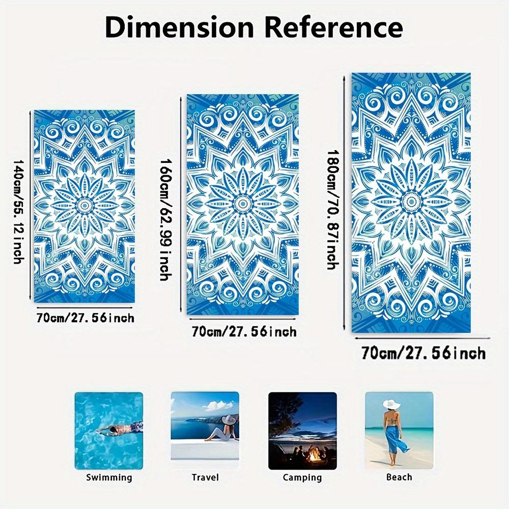 1pc Vibrant Mandala Beach Towel - Quick-Dry, Absorbent Microfiber with Intricate Blue & Purple Design, Perfect for Summer Fun