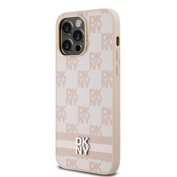 Dkny Dkhcp14Xpcptssp Iphone 14 Pro Max6.7 Różowy/Pink Twarde Etui Skórzana Kratka Wzór Mono I Drukowane Paski