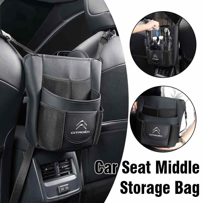 AUS2 Car Seat Middle Hanger Storage Bag Mutifuntional Leather Auto Organizers For Citroen C4 C3 C5 C1 C-Elysee Berlingo Picasso Jumpy