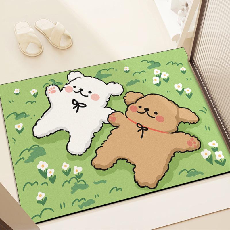 Modern Minimalist Cartoon Bathroom Mat With Water Absorbent Silicon Diatom Mud For Shower Floor Flooring