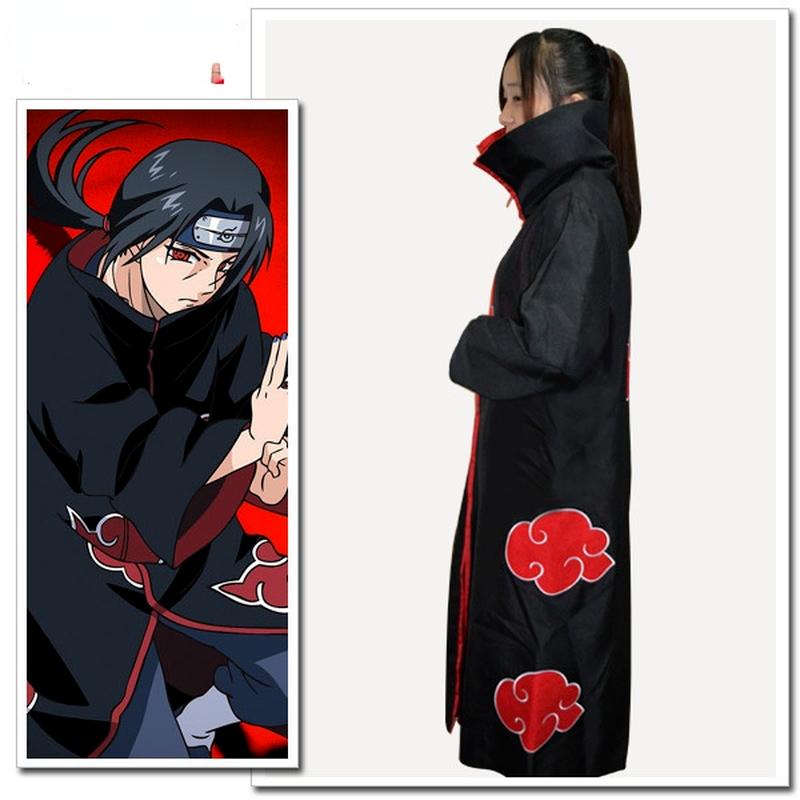 4 pièces Anime Naruto Akatsuki Uchiha Itachi Cosplay Costume cape Robe Ninja Trench Coat ensemble anneau bandeau Halloween