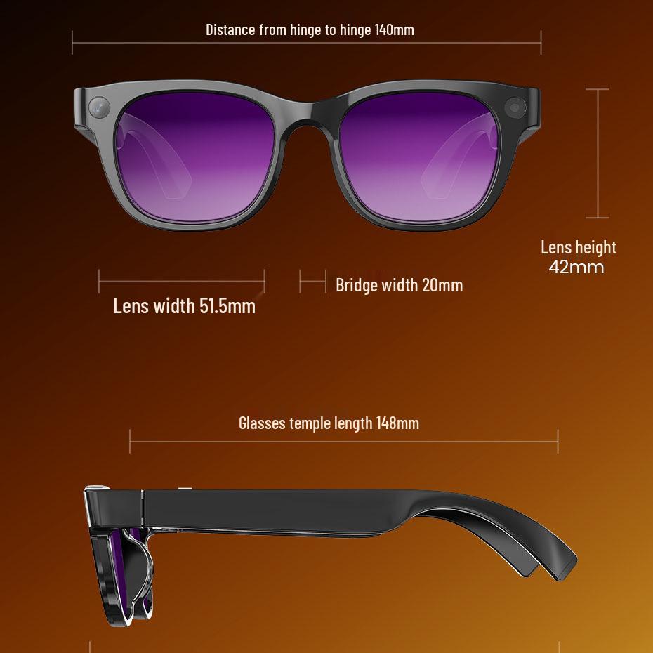 E06 AI Smart Glasses with 800W Pixel HD Camera, Video Recording, Voice Call, and Translation Features