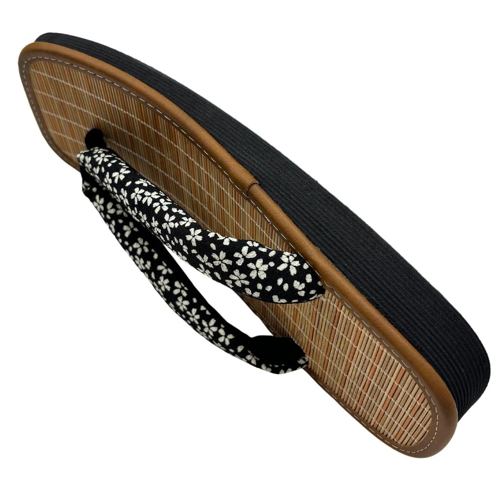 Edoten Geta-sandaler, Bambuyta, Svart Svampsula, Rem i Chirimen-stil, Tillverkade i Japan, Zori-sandaler i japansk stil, Körsbärsblomma, Storlek LL
