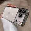 Luxury Transparent Plating Bumper Case For iPhone 17 16 15 14 13 Pro Max 17Pro Air Camera Lens Protection Clear Shockproof Cover
