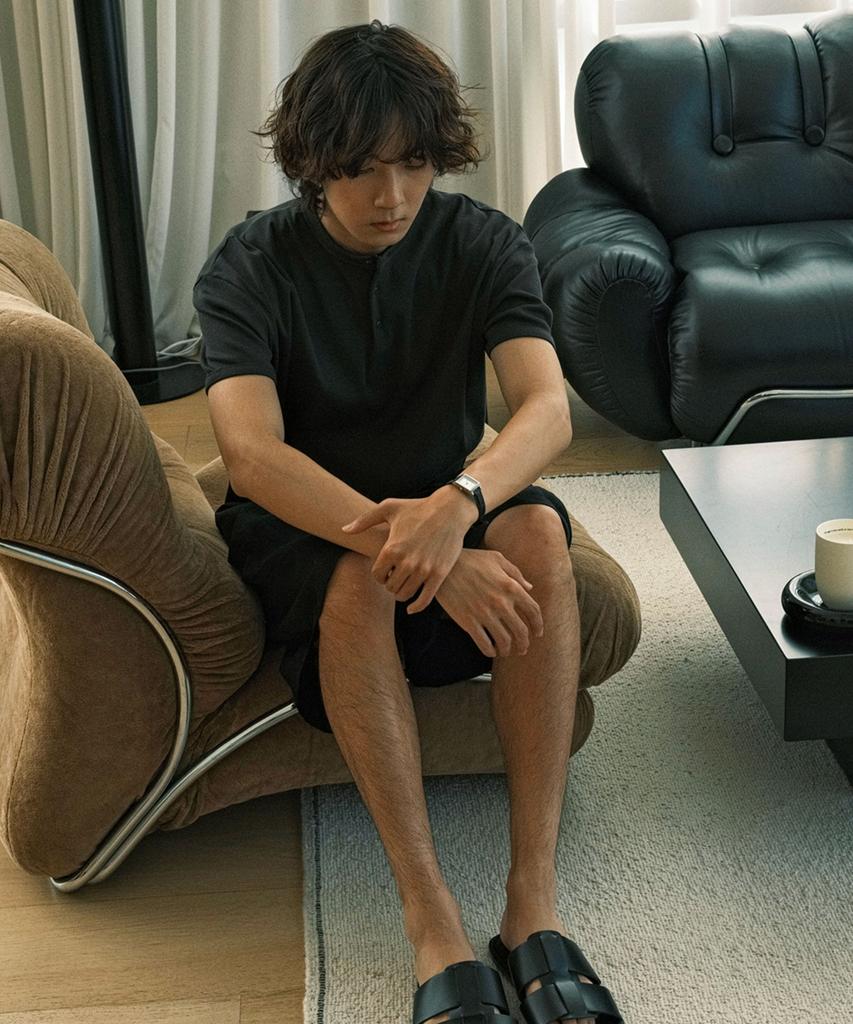 MOOD INSIDE Ribbed Muscle Henley Neck Half Tee_8 Colors (B Type)