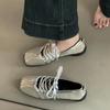 Retro Lace-up Dexun Single Shoes Color Matching Ballet Shoes Women's Summer Fashion Casual Mary Jane Shoes