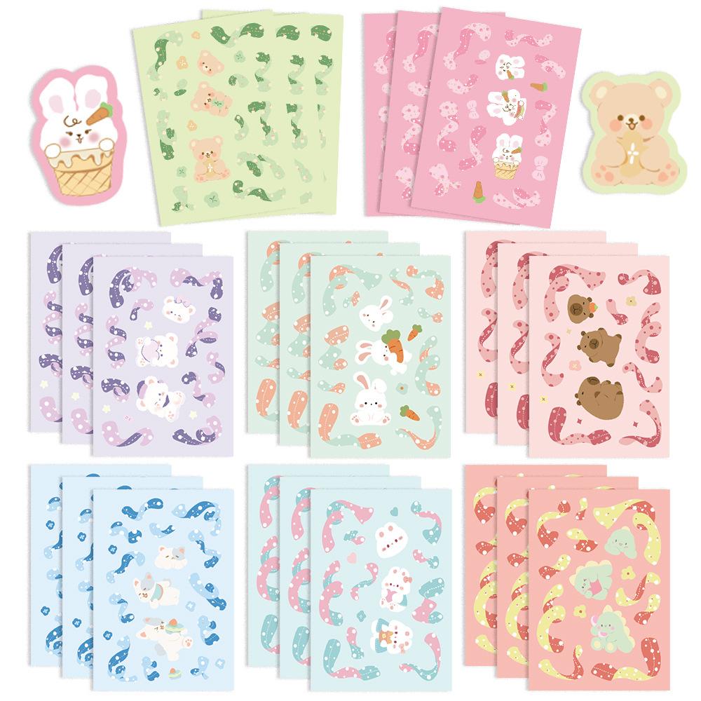 8 Toy Puzzle Colorful Ribbon Bear Star Film Stickers Cartoon Stickers Handicraft Waterproof Decorative Stickers