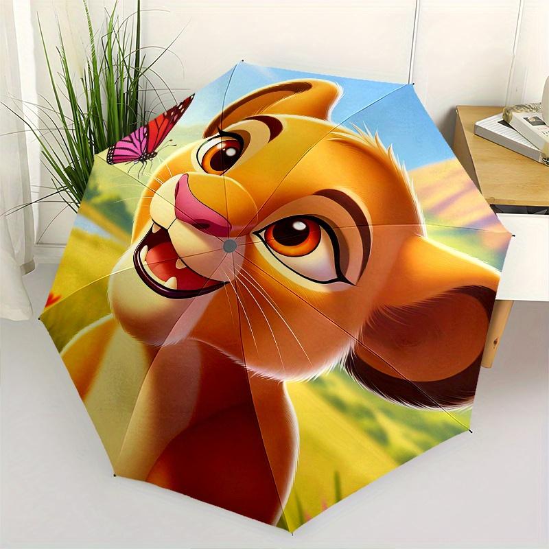1 Auto Open Lion King, Simba Themed Colorful 8-rib Portable Umbrella for Men and Women, A Compact Commuting Companion Suitable for Daily Dri