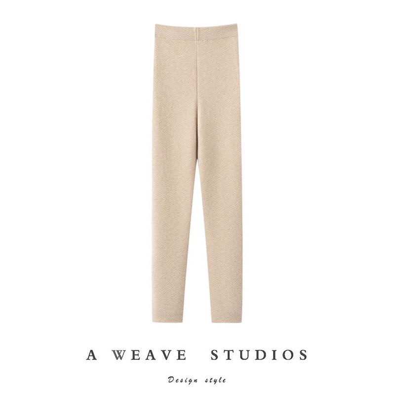 

High-Waisted Pure Cashmere Thickened Warm Base Layer Pants Extra Large чирковий