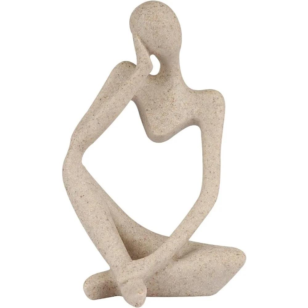 

Sandstone Style Thinker Abstract Resin Sculpture, Modern Home Office Bookshelf Desk Decor Figurine, Minimalist Art Ornament