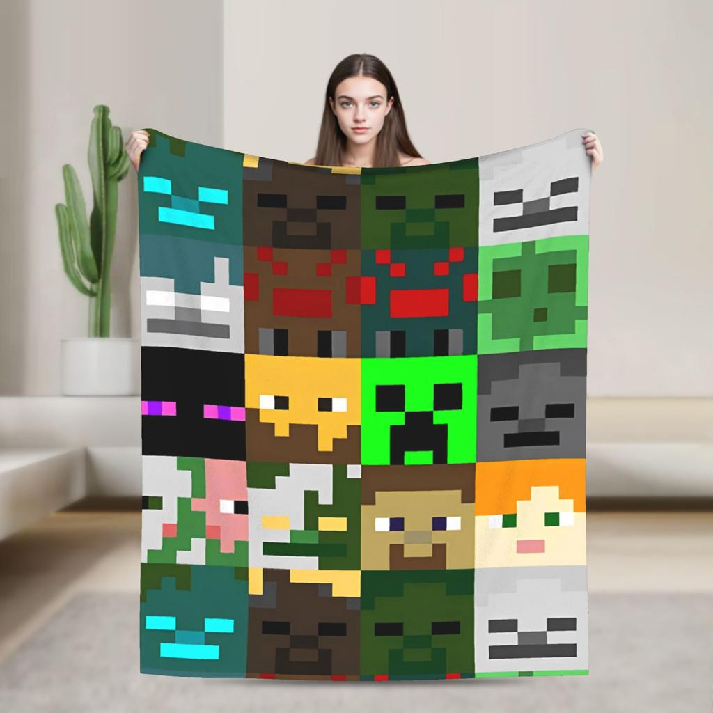Pig Pixel Game Blanket Quality Warm Soft  Throw Blanket Winter Picnic Couch Chair Sofa Bed Novelty Bedspread