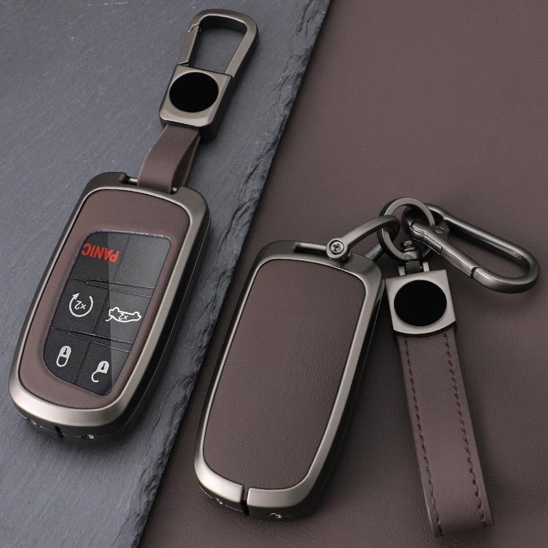 Zinc Alloy Leather Car Key Key Case For Jeep Cherokee Remote Control Wrangler Commander Compass Key Case Car Key Case