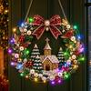 Diamond Sticking Diamond Art Wreath With LED String Light Hanging Wreath  Holiday Gift