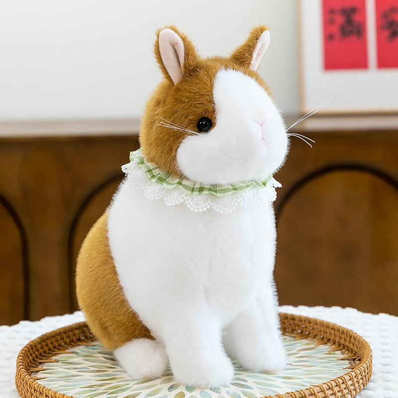 Rabbit Plush Cuter Ornament With Lace Scarf Decoration For Home Gift Office