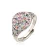 HECHENG,13×22MM Copper Electroplated 18K Gold Multi-colour Zirconia Ring Unisex Couple Adjustable Luxury Jewellery 1 Piece