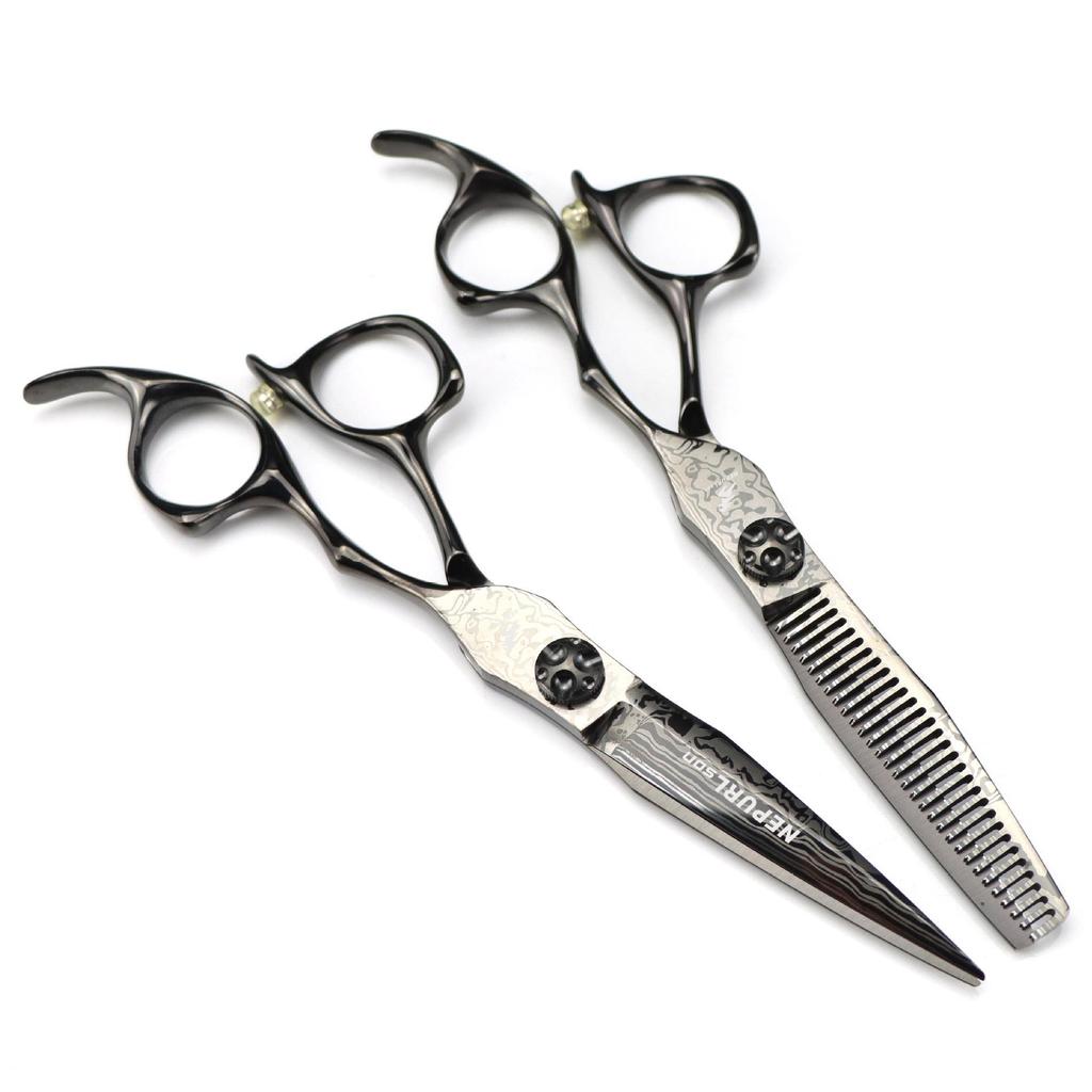 MCG-18 Black Damascus Hairdressing Shears & Thinning Scissors