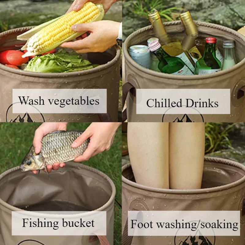 1pc Handheld bucket Outdoor Foldable Waterproof Sink bucket Portable Travel Camping Fishing storage bucket
