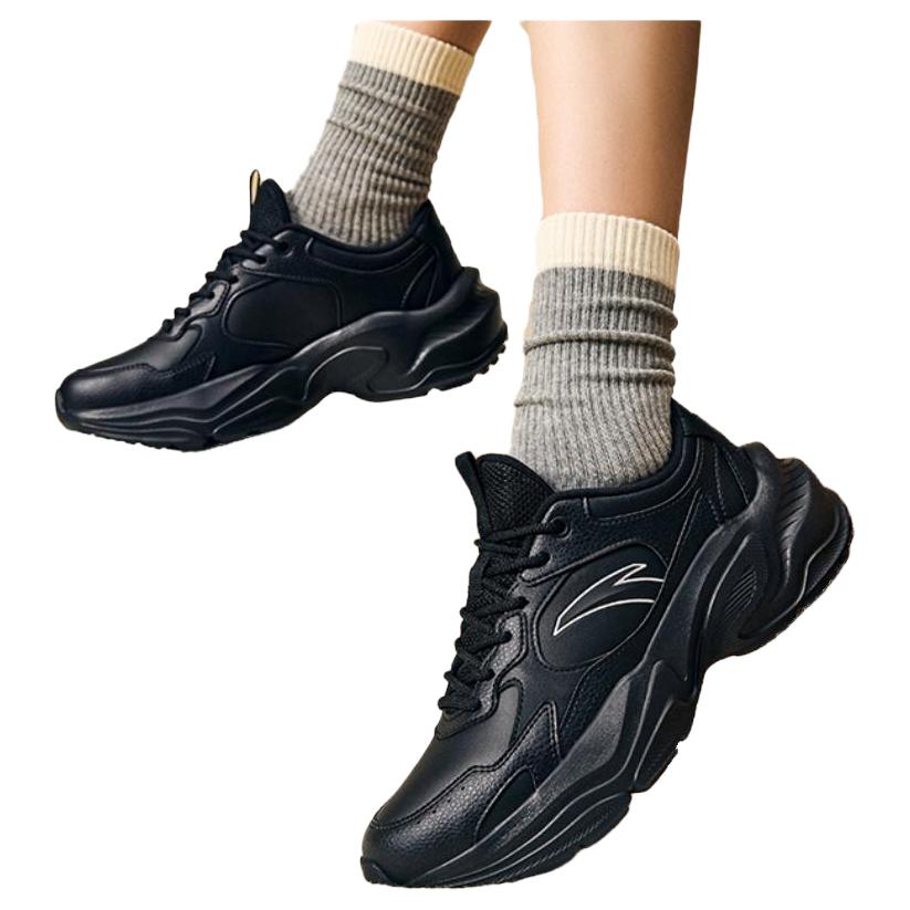 Anta Little Millennium Trendy Comfortable Wear-Resistant Breathable Height-Increasing Low-Top Casual Shoes Women sneaker Black 922538826-4
