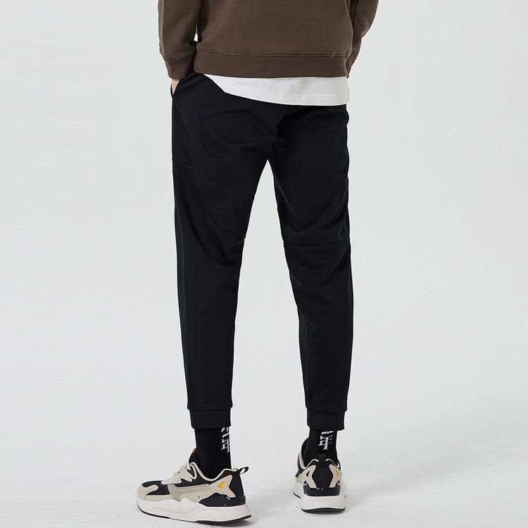 Li Ning Sports Fashion Serie Lässige Stricksporthose mit Bündchen und Buchstaben Herren Unterteile Schwarz AKLQ799-2