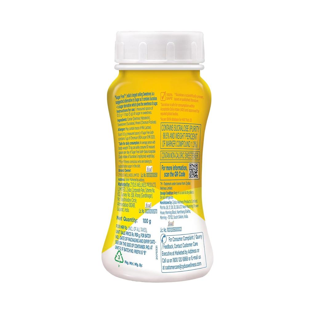 Sugar Free Gold Aspartame Sweetener Powder 100g Jar Low Calorie Sugar Substitute Healthy Sweetness