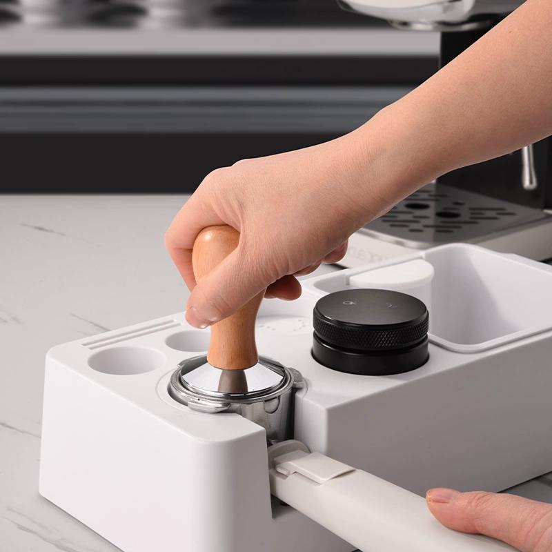Circle Joy Metal Coffee Tamper Threaded Wooden Handle Tamper Coffee Machine Handle Powder Distributor Coffee Machine Tamper
