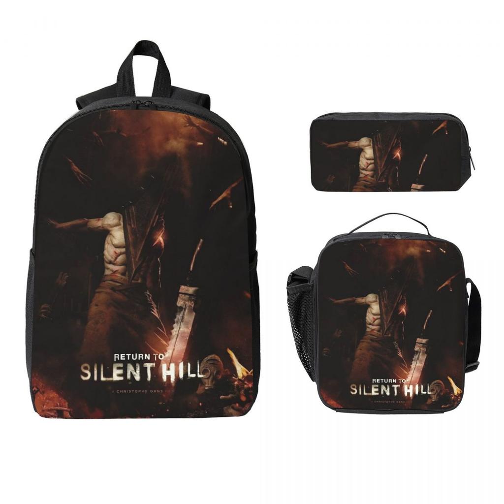 Ritorno a Silent Hill Film 2026 Zainetto per Bambini Portapranzo Astucci per Ragazzi Ragazze Zaini Borsa da Scuola Set Zaino per Libri