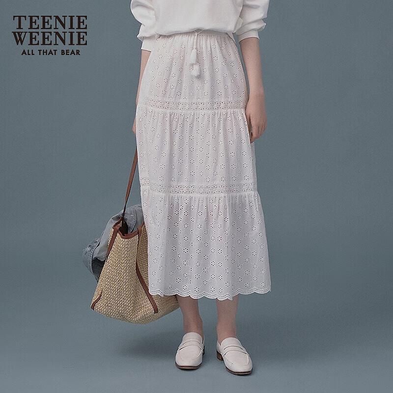 Teenie Weenie 2025 Summer French Lace Asymmetric A-Line Maxi Skirt L