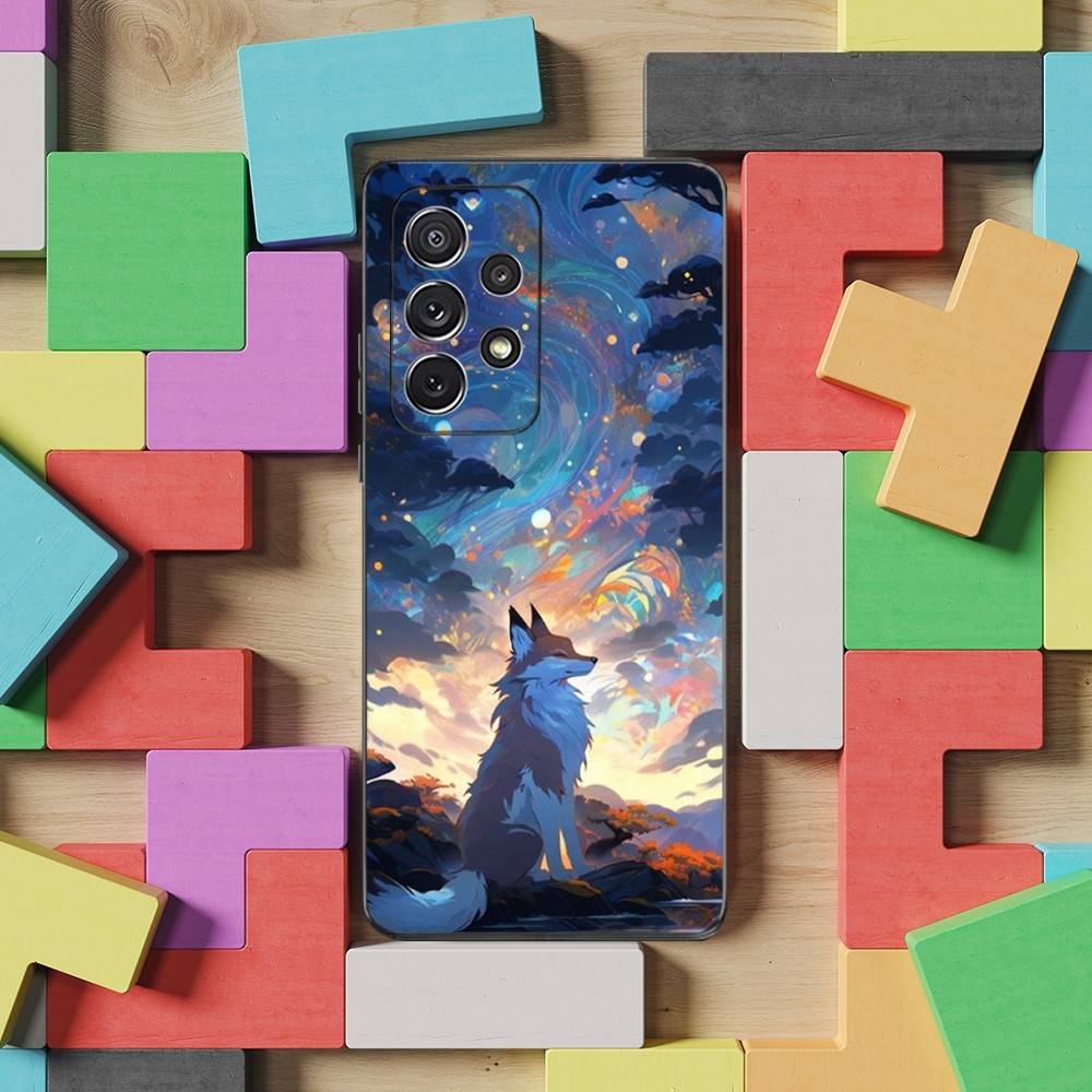 Cute Fox Cartoon Phone Case For Samsung S22,S21,S20,S10,S9,S25,S24,S23,Ultra,FE,Plus,Lite,Soft Silicone Black