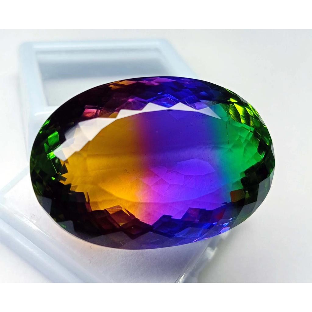 Natural Bi-Color Ametrine 72-73 Ct Oval Cut Certified Fabulous Loose Gemstone