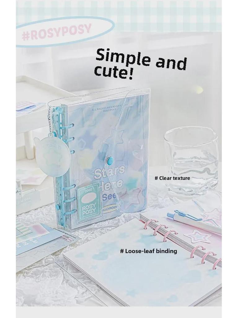 RosyPosy Shinee Star Loose-Leaf Notebook: Soft Design, PVC Cover, Color Pages.