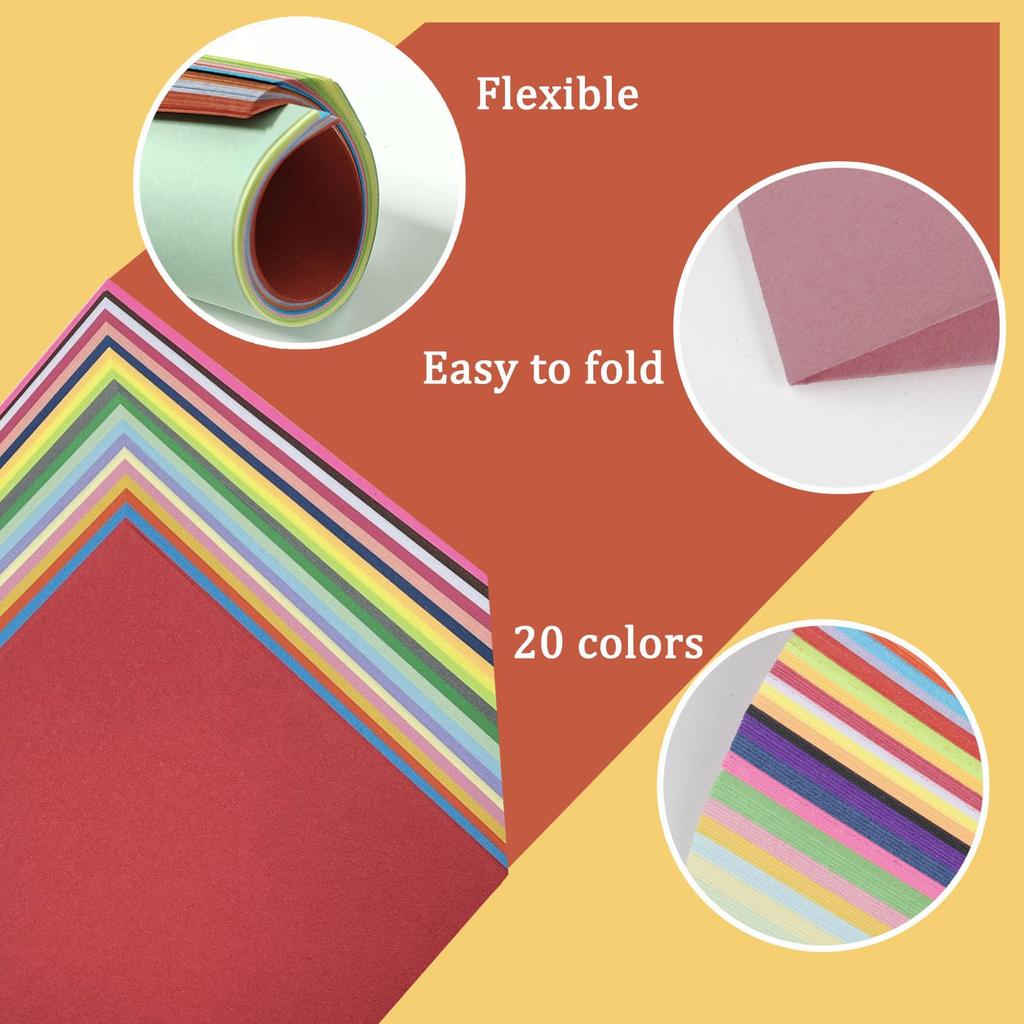 Sada 400 listů origami papíru - 10/15/20cm oboustranný barevný krepový papír pro DIY