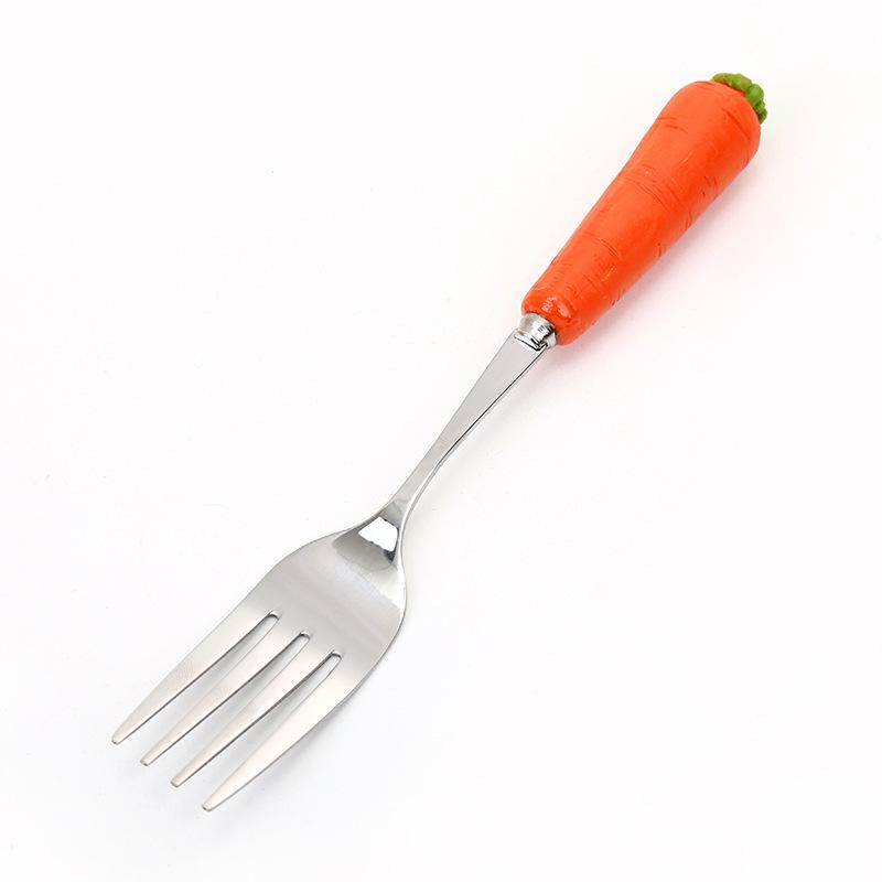 

Stainless Steel Cartoon Cutlery Set: Cute Fork & Spoon with Insert Handle for Kids.