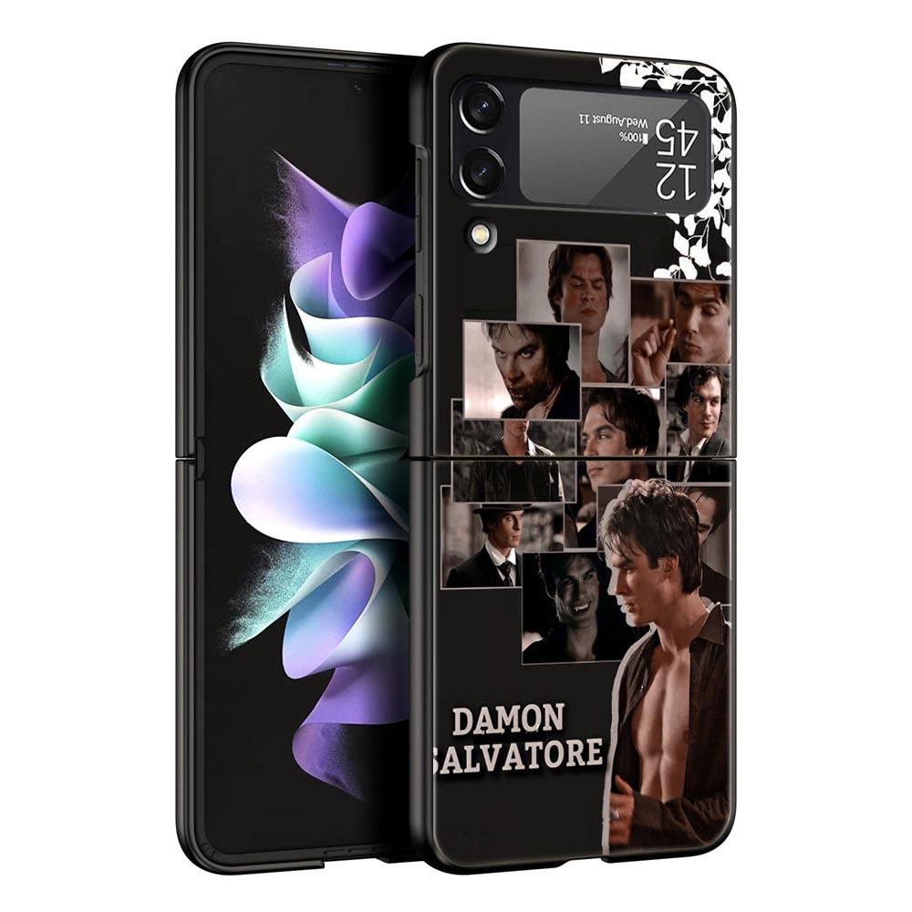 

The Vampire Diaries Damon Phone Case For Samsung Galaxy Z Flip 6 5 4 3 Shell For Samsung Z Flip3 Flip4 Flip5 Flip6 Hard PC Cover Z Flip 5