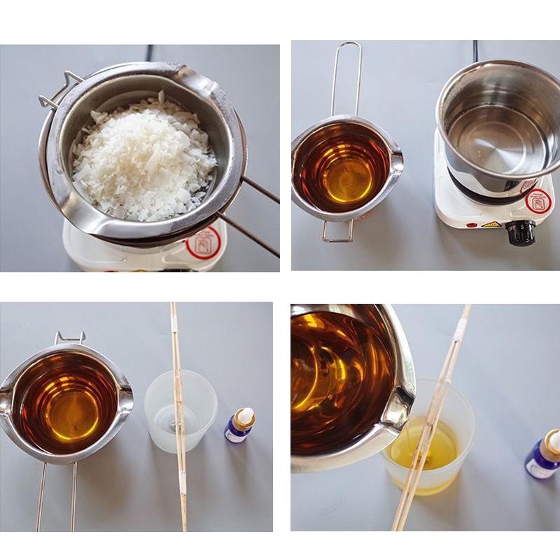 Long Handle Wax Melting Stainless Steel Pot DIY Handmade Aroma Candle Chocolate Butter Soap Tool Non-stick Easy Cleaning Pot
