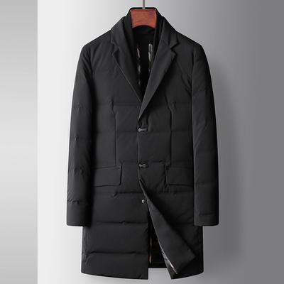 Men's Down Jacket Autumn and Winter Medium and Long Casual 90 White Duck Down Youth Scarf Collar Trench Coat Version Down Jacket