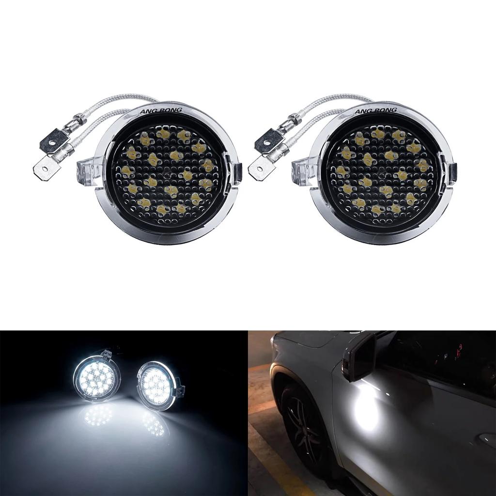 FQOD7 ANGRONG 2x LED Side Under Mirror Puddle Light For Ford Focus C-Max Kuga Mondeo Mondeo Fusion Ranger Expedition F-150 Edge S-Max
